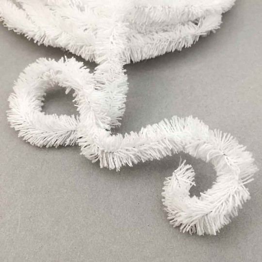 Wired Yarn Trim in White ~ Soft and Fluffy ~ 1 yd.